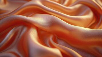 ai genererad orange silke tyg bakgrund. de lyxig tyg texturerad är mycket realistisk och detaljerad. foto