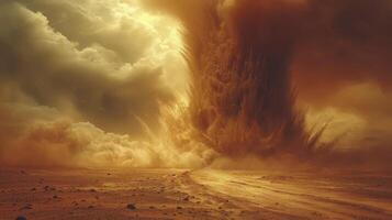 ai genererad en sand tornado i de eftermiddag med de utseende av böljande haboob moln foto