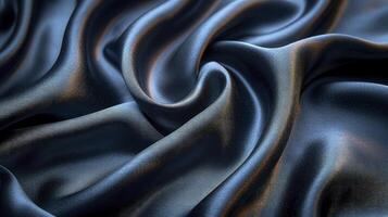 ai genererad svart mörk silke tyg bakgrund. de lyxig tyg texturerad är mycket realistisk och detaljerad. foto