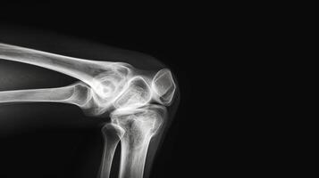 ai genererad röntgen bild av de knä ben och mjuk vävnader foto