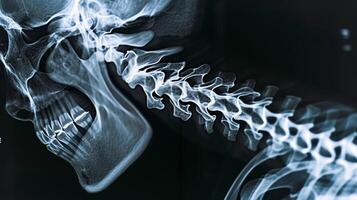 ai genererad spinal fraktur och sladd skada i röntgen bild foto
