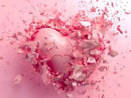 ai genererad vatten hjärta stänk i rosa och röd grunge design med konstnärlig bläck och kärlek illustration foto