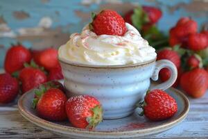 ai genererad frukost superfood friska yoghurt professionell reklam mat fotografi foto