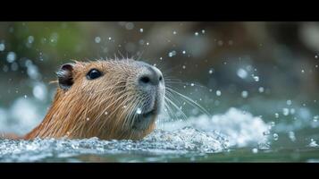 ai genererad minimalistisk levande annons bakgrund med capybara och kopia Plats foto