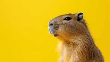 ai genererad minimalistisk levande annons bakgrund med capybara och kopia Plats foto