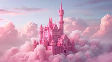 ai genererad skön rosa prinsessa slott foto