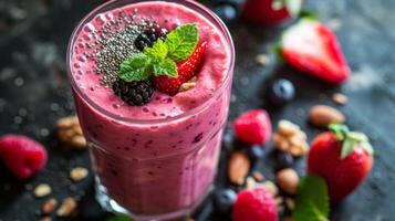 ai genererad en uppfriskande scen av en perfekt blandad smoothie foto