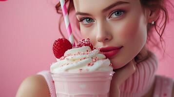 ai genererad skön bakgrund för milkshake reklam foto