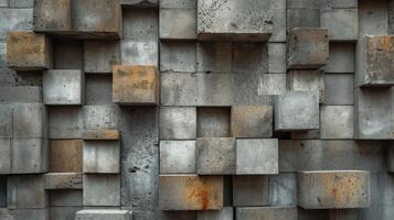 ai genererad ett abstrakt sammansättning av betong block och deras subtil variationer i textur och Färg. foto