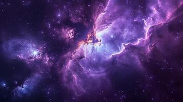 ai genererad förenklad nebulae och gas moln blandning harmoniskt i de kosmisk panorama foto