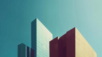 ai genererad förenklad former av skyskrapor och landmärken framträda från en minimalistisk bakgrund foto