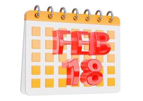 februari 18. kalender design isolerat på vit bakgrund foto