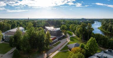 antenn panorama- se av lithuanian tillflykt druskininkai foto