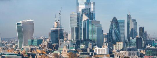 panorama- se av de stad av London företag distrikt. foto