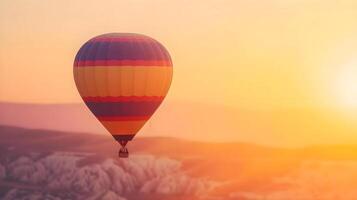 ai genererad en varm luft ballong flygande i de himmel foto