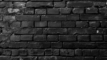 ai genererad abstrakt svart tegel vägg textur för mönster bakgrund. bred panorama bild foto