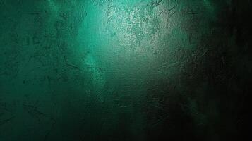 ai genererad mörk grön Färg lutning kornig bakgrund, upplyst fläck på svart, ljud textur effekt, bred baner storlek. foto