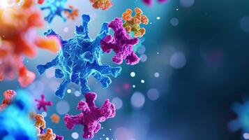 ai genererad antigen och antikropp medicinsk bakgrund. antikroppar immunologi och immunglobulin foto