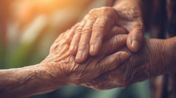 ai genererad handikapp medvetenhet dag, åldring samhälle begrepp med parkinson sjukdom, alzheimers patient foto