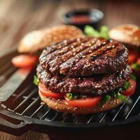ai genererad läckra vegetarian burger lastad med färsk, smakrik Ingredienser för social media posta storlek foto