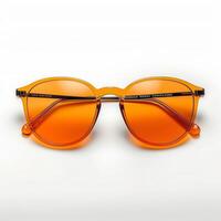 ai genererad solglasögon med orange glas i eleganta järn ram isolerat vit för social media posta storlek foto