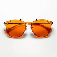 ai genererad solglasögon med orange glas i eleganta järn ram isolerat vit för social media posta storlek foto