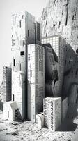 ai genererad samtida urban konst svart och vit abstrakt arkitektonisk illustration vertikal mobil tapet foto