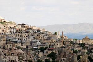 cappadocia uhisar slott är en magnifik se på solnedgång. Nevsehir, Turkiet. foto