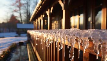 ai genererad vinter- isig grepp omvandlar natur skönhet genererad förbi ai foto