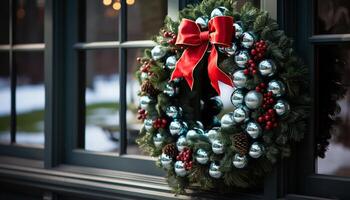 ai genererad jul träd dekoration i vinter- firande säsong genererad förbi ai foto