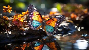 ai genererad vibrerande fjäril vinge ställer ut natur skönhet och elegans genererad förbi ai foto