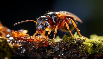 ai genererad små gul bi pollinerande blommor i natur genererad förbi ai foto