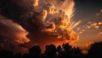 ai genererad vibrerande solnedgång himmel, natur skönhet i en lugn, lynnig landskap genererad förbi ai foto