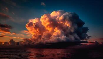 ai genererad solnedgång himmel, natur skönhet i en lugn, vibrerande, mång färgad landskap genererad förbi ai foto