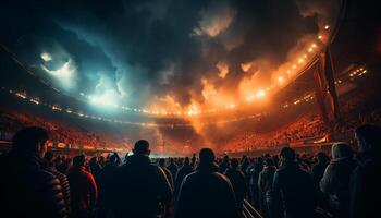 ai genererad stor folkmassan applåderar på en populär musik konsert genererad förbi ai foto