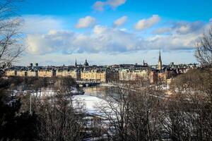 antenn se av stockholm stadsbild från en kulle foto