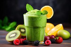 ai genererad kiwi grön smoothie foto