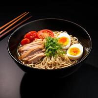 ai genererad Ramen soppa närbild foto