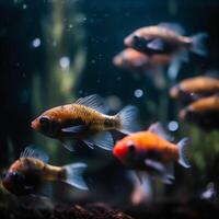 ai genererad en grupp av fisk simning i ett akvarium foto