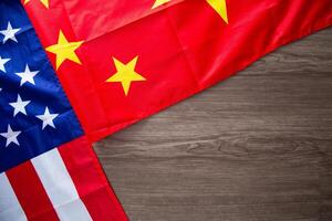 flagga av USA och flagga av Kina. företag handel begrepp foto