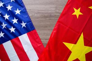 flagga av USA och flagga av Kina. företag handel begrepp foto