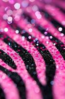 ai genererad zebra Ränder med rosa accenter glittrande bakgrund Foto för glamorös mönster