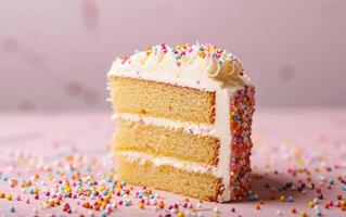 ai genererad vanilj elegans släpps lös. en födelsedag kaka av utsökt glädje. foto