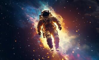 ai genererad ett astronaut eller en rymdperson är flygande foto