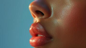 mun av en ung skön svart kvinna med klar hud foto