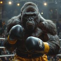 ai genererad gorilla idrottare. från boxning till vattenpolo foto