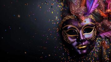 ai genererad mystik av de karneval mask foto