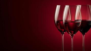 ai genererad abstrakt vin glas silhuetter på en djup vinröd bakgrund foto