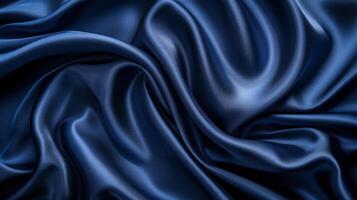ai genererad abstrakt bakgrund tillverkad av mörk blå silke material foto