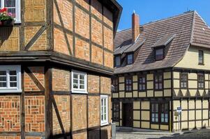 quedlinburg, Tyskland - 2015, halv timrad hus, quedlinburg, harz, saxony anhalt, Tyskland, unesco värld arv webbplats foto